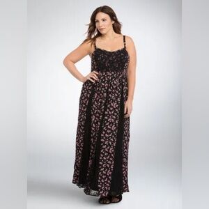 Torrid Size 3 Floral Lace Cutout Maxi Dress